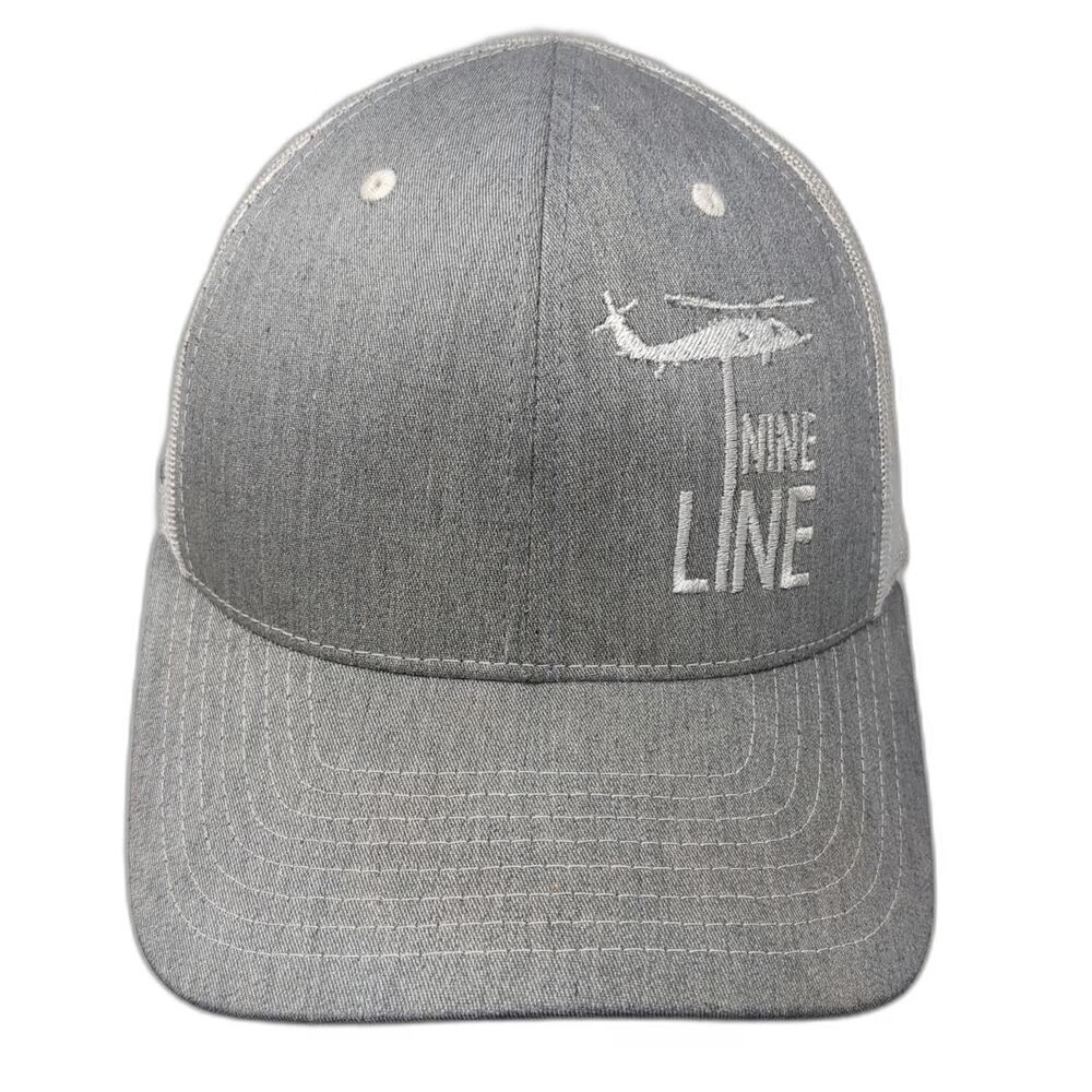 Nine Line Trucker Hat Gray One Size Mesh Snapback American Flag Helicopter